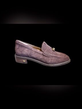 Sam Edelman Brown Suede Loafers Women’s 5.5 Almond Toe Slip On Solid Gold Logo